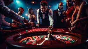 Studio kasino dealer langsung dengan meja blackjack di suge789